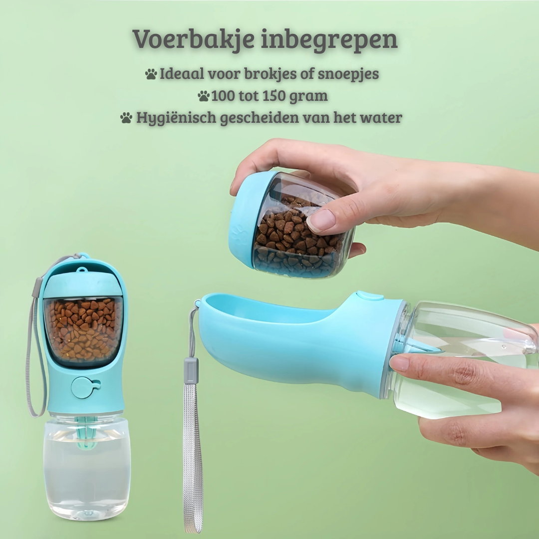 Pet2Go 2-in-1 Drinkfles met Voerbak