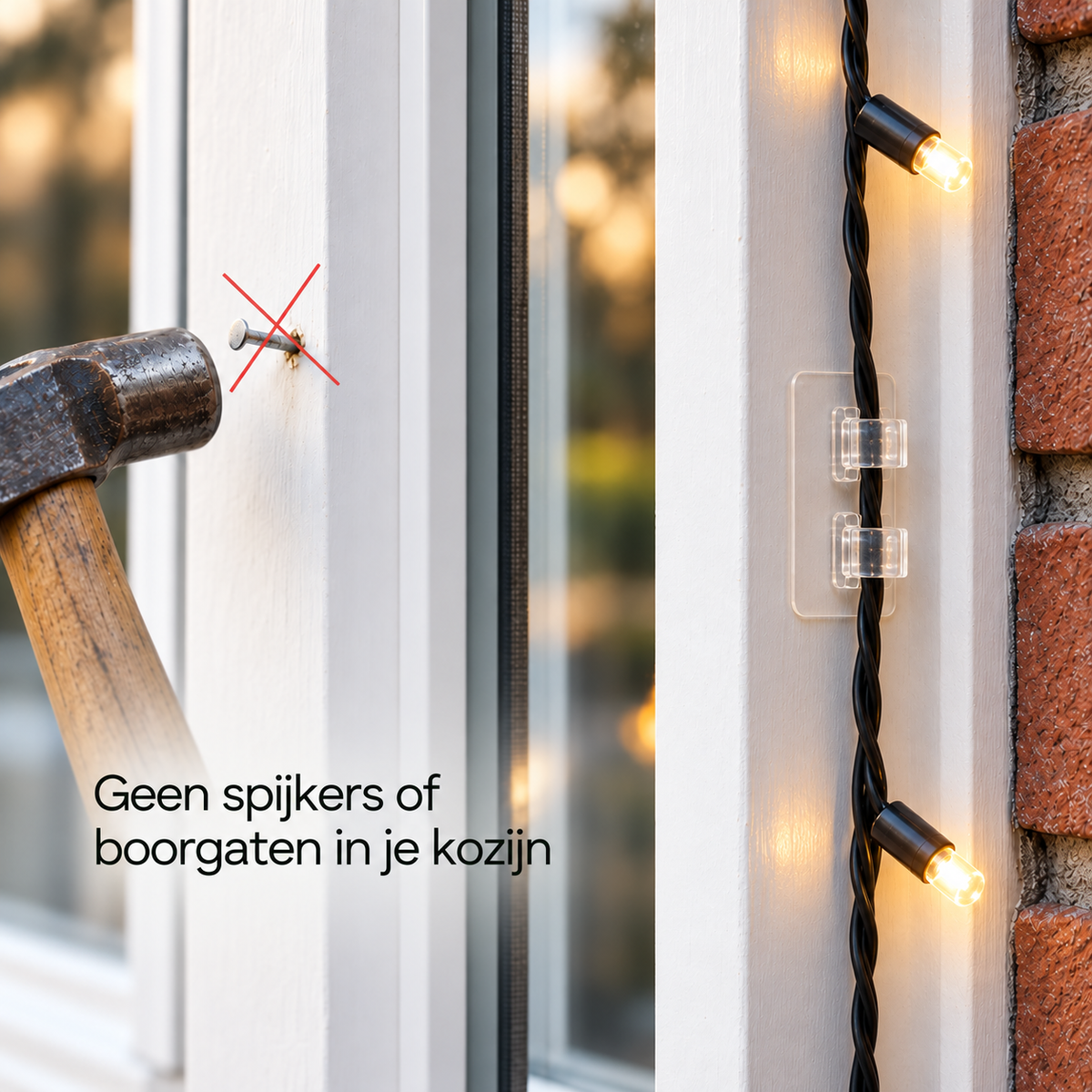 Geen spijkers of boorgaten in je kozijn: kerstlampjes ophangen met StickyClips Pro