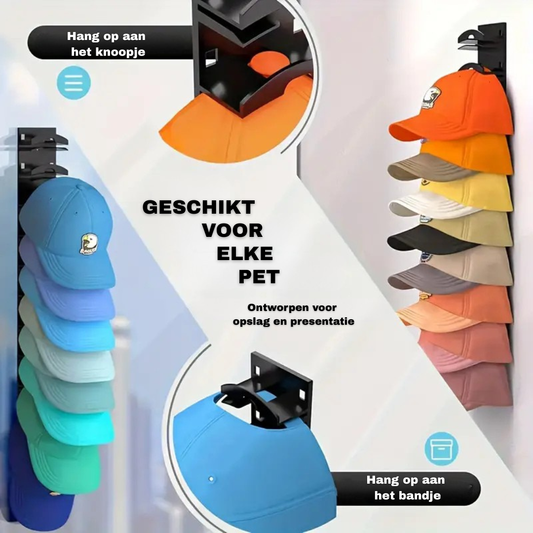 Pettenhouder voor 10 petten aan de muur – foto 3