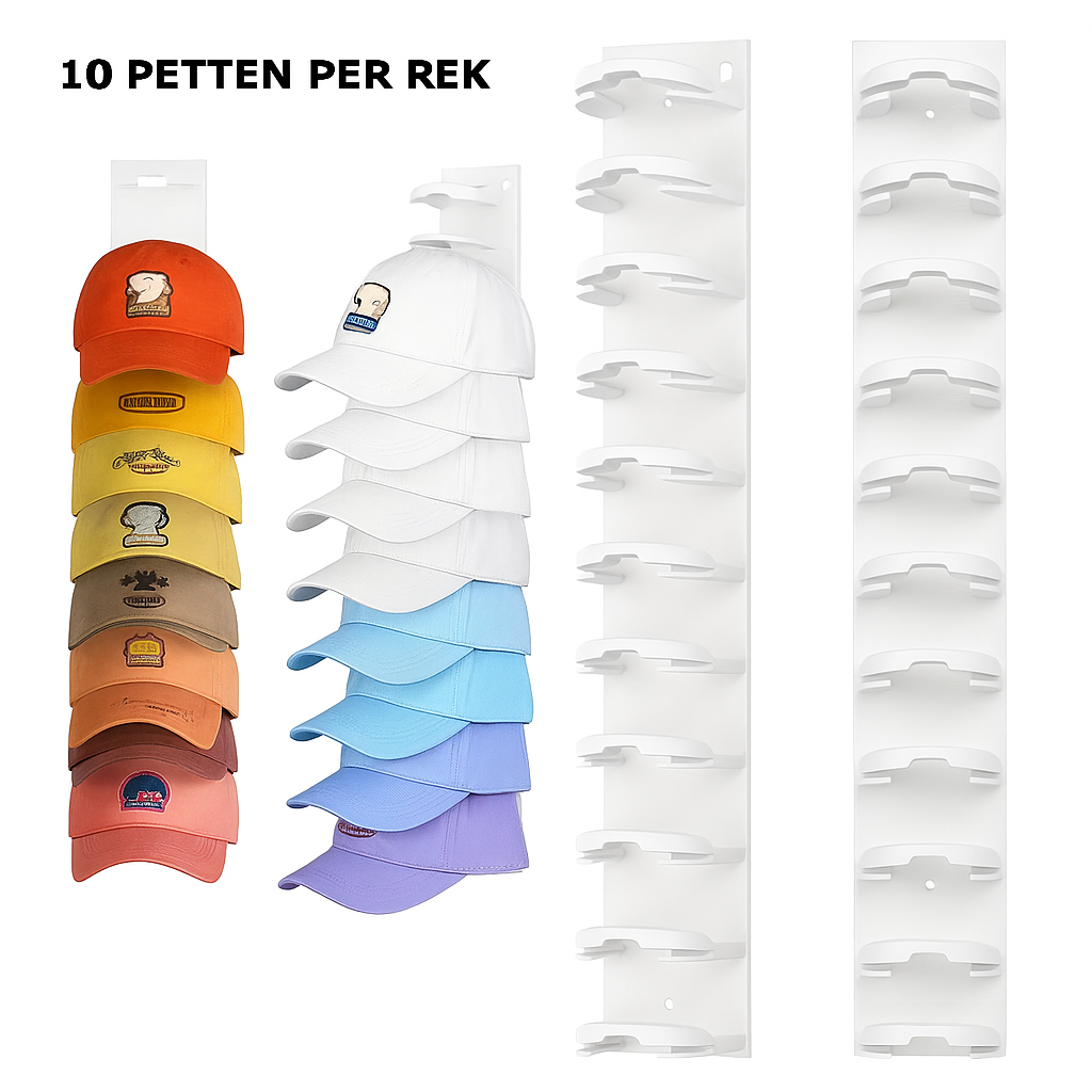 Pettenhouder voor 10 petten aan de muur – foto 8