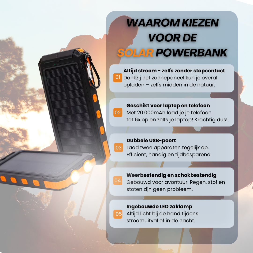 Solar powerbank met zonnepaneel – foto 4