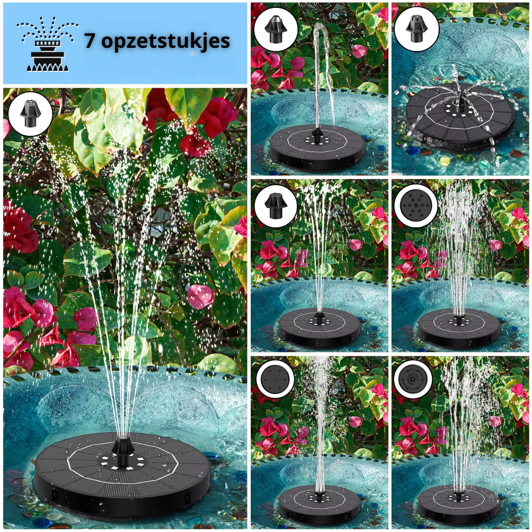 Solar waterfontein met LED voor vijver en vogelbad – foto 3
