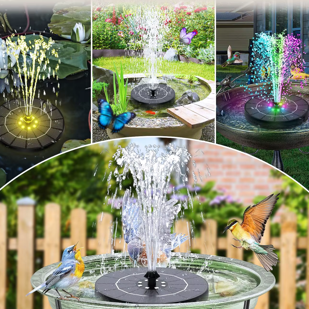 Solar waterfontein met LED voor vijver en vogelbad – foto 4
