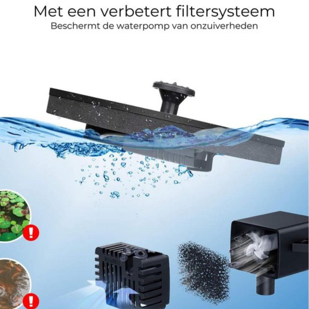 Solar waterfontein met LED voor vijver en vogelbad – foto 7