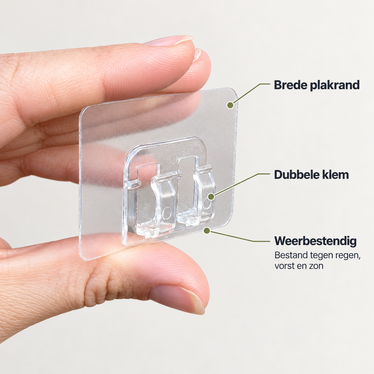 StickyClips Pro met brede plakrand, dubbele klem en weerbestendig