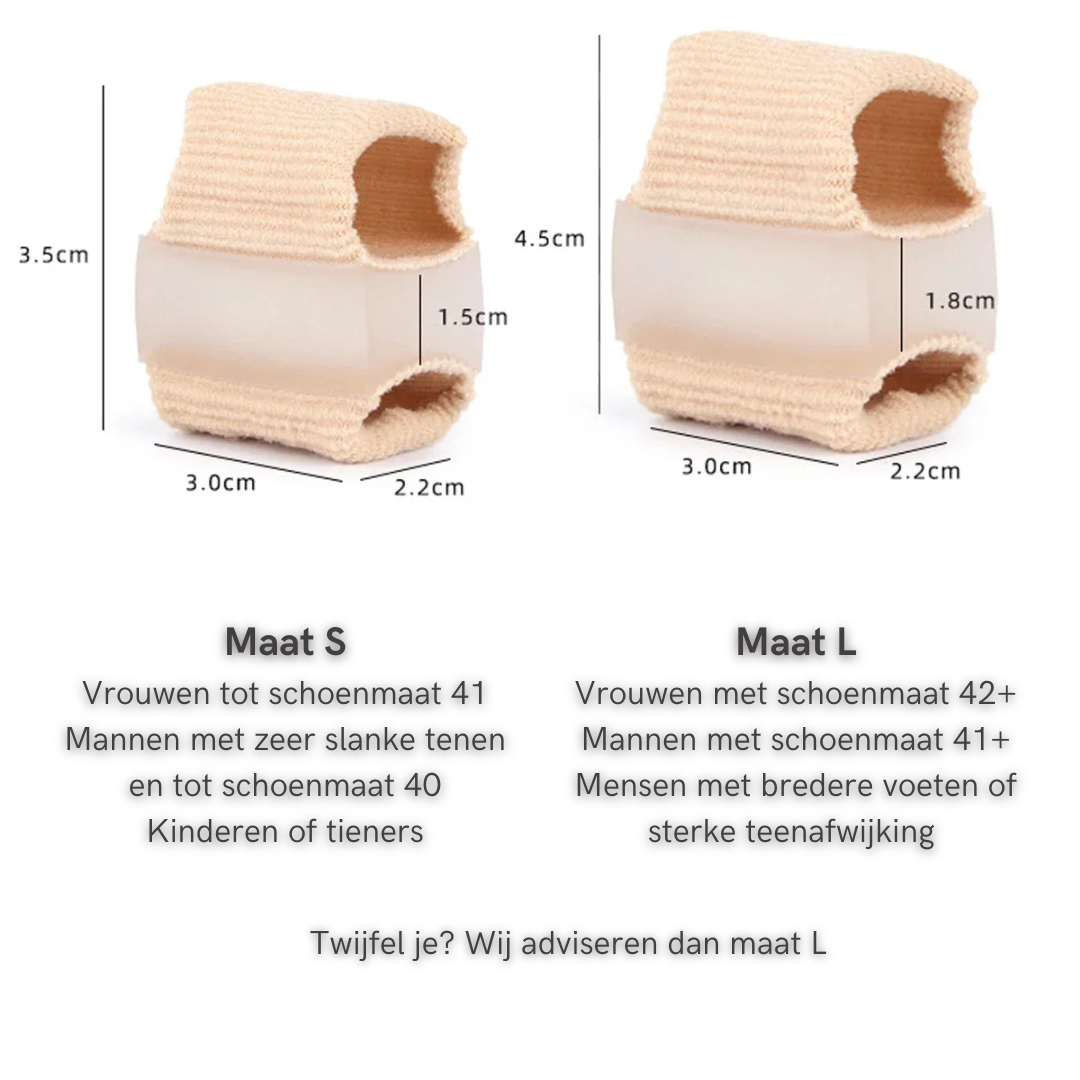 TeenCorrector maattabel met afmetingen van maat S en maat L