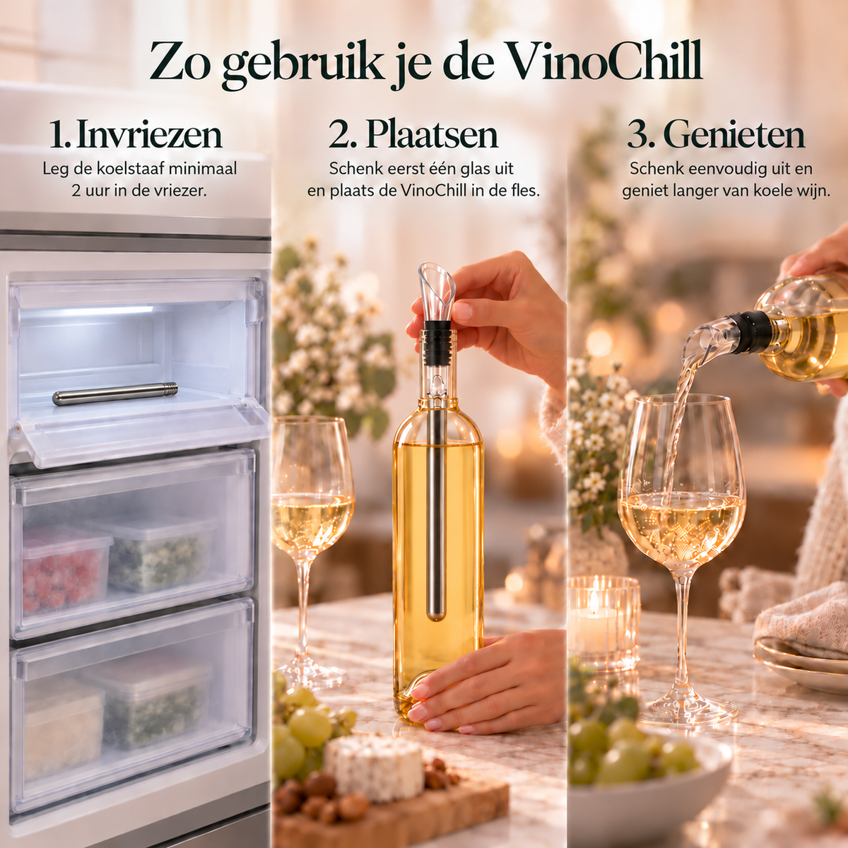Zo gebruik je de VinoChill: invriezen, plaatsen, genieten