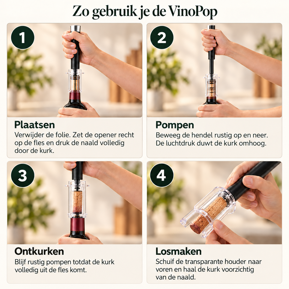 Zo gebruik je de VinoPop in 4 stappen