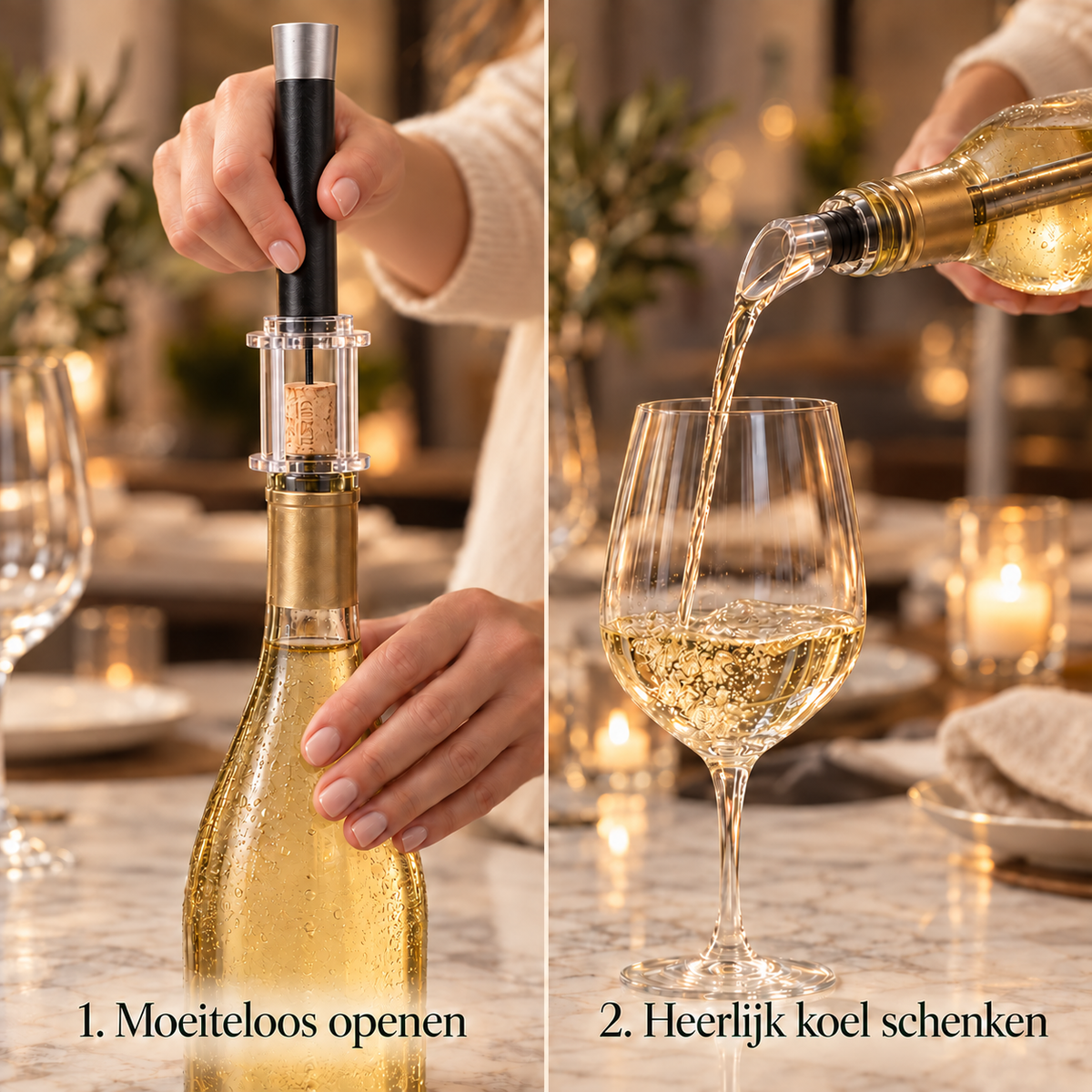 Met de VinoSet open je de wijnfles moeiteloos en schenk je de wijn koel in