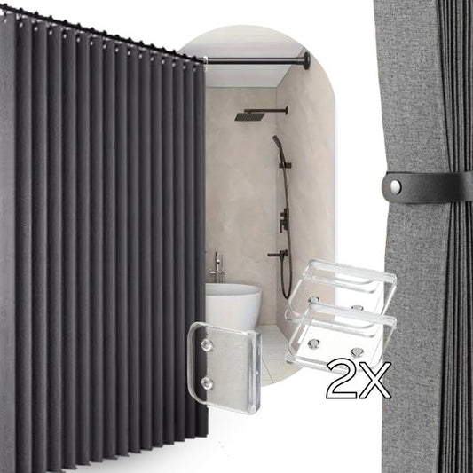 Zenvy douchegordijn met magnetische sluiting – foto 1