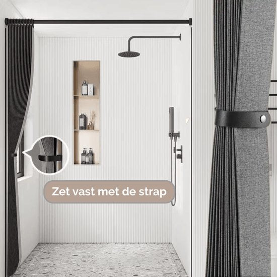 Zenvy douchegordijn met magnetische sluiting – foto 4